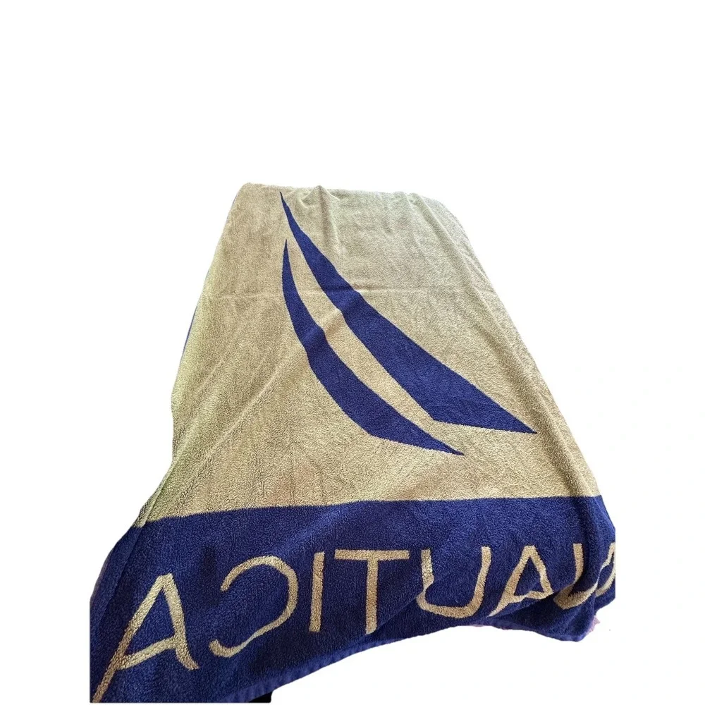Vintage Nautica Beach Collection Bath Beach Towel Blue Green 34